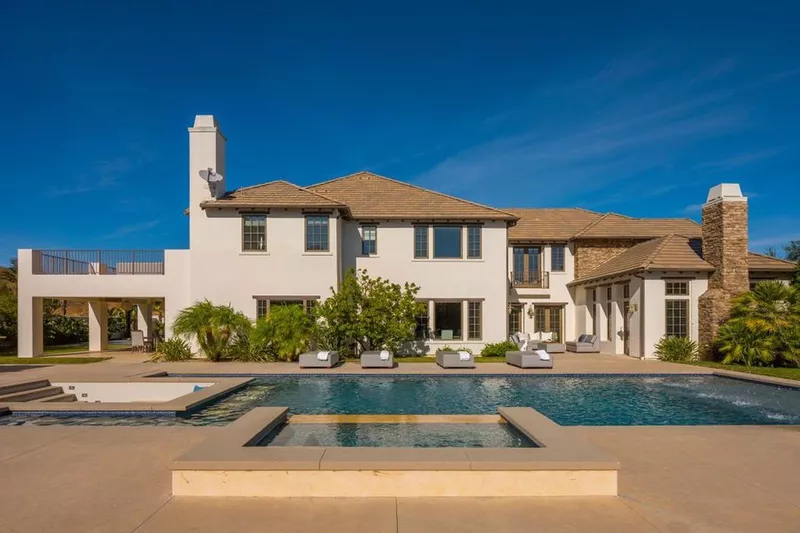 Pool patio with sunken fire pit