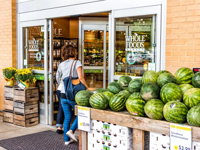 Whole Foods Market grocery store building in city in Virginia