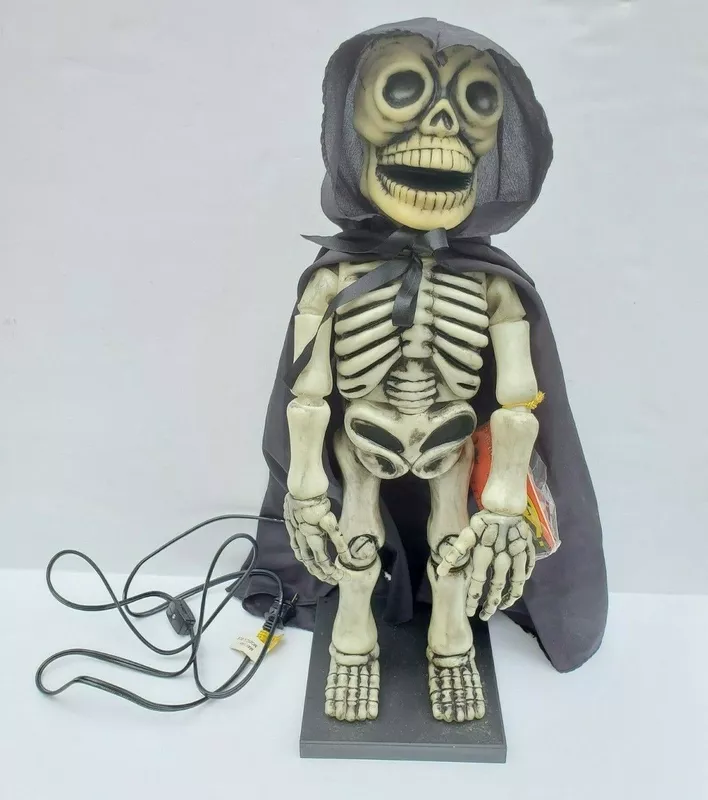 Vintage Telco Skeleton Reaper Motionette Halloween Decoration