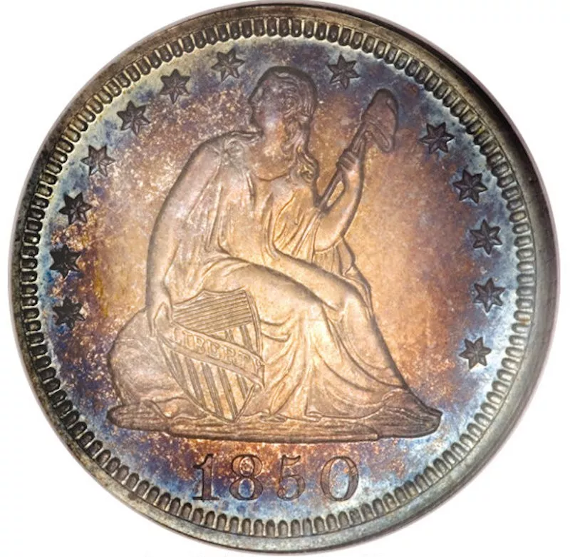 1850 Proof Liberty Seated Quarter