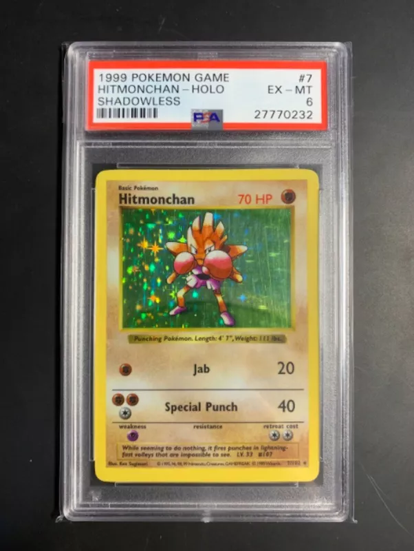 1999 First Edition Holo Shadowless Hitmonchan No. 7