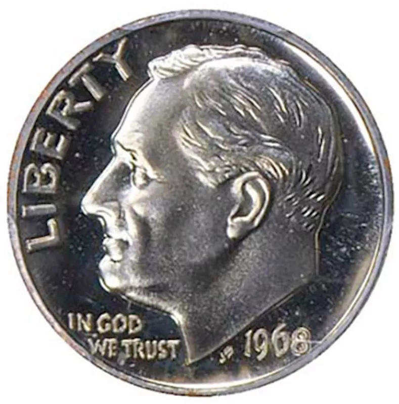 1968 No S Roosevelt Dime Proof