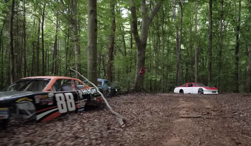 Dale Earnhardt Jr.'s race car graveyard