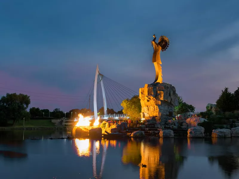 Wichita Keeper of the Plains steel sculpture