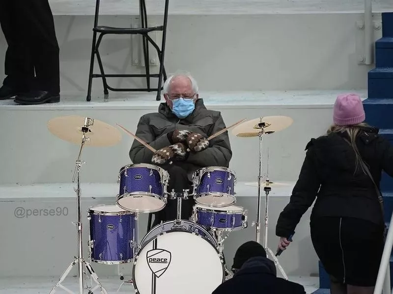 Bernie Sanders on drums