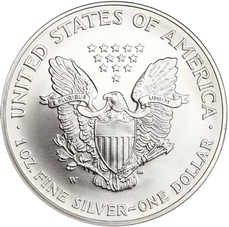 2008-W U.S. Reverse of 2007 Silver Eagle Dollar