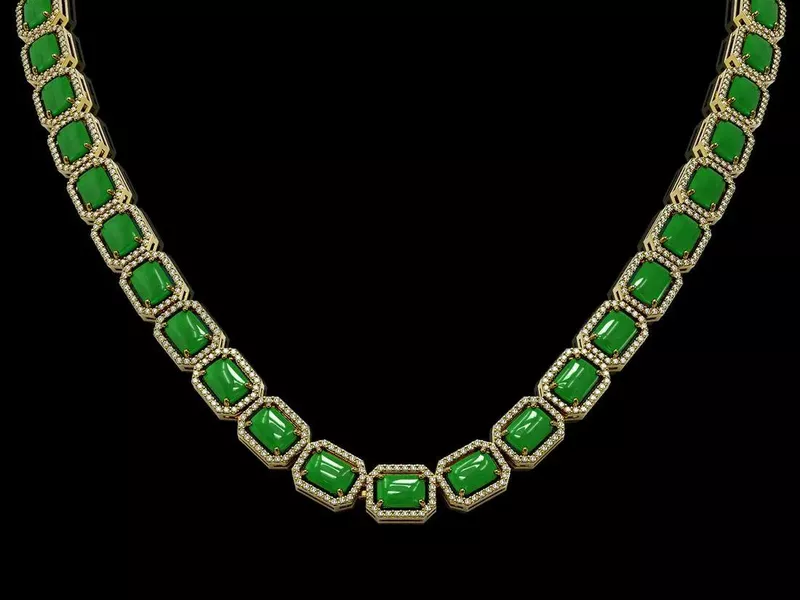 Jade and Diamond Halo Necklace