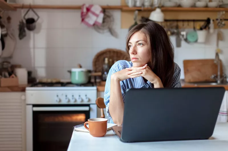 Woman working on a laptop