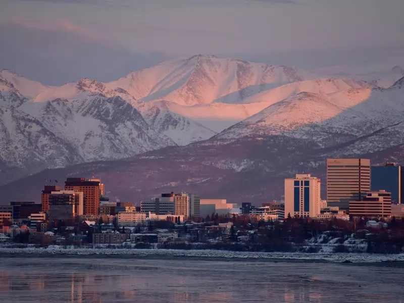 Anchorage, Alaska, at sunset