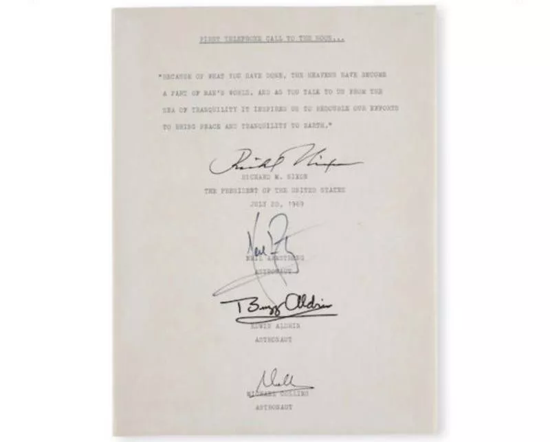 'First Telephone Phone Call To The Moon,' Autographed Transcript