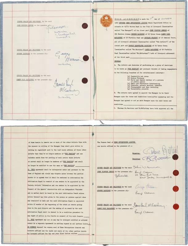 The Beatles’ Signed Managerial Contract