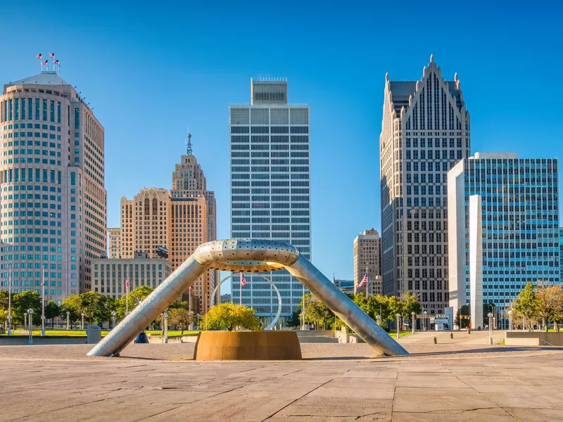 Hart Plaza in downtown Detroit Michigan USA