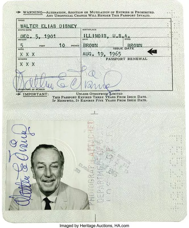 Walt Disney's passport