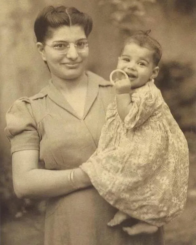 Freddie Mercury as a baby with his mother