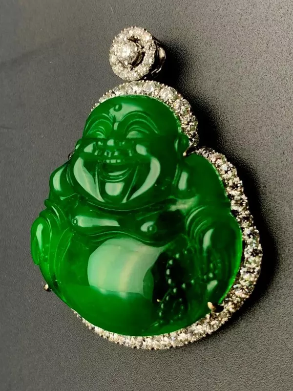 Jade ‘Buddha’ Pendant with Diamonds and Gold