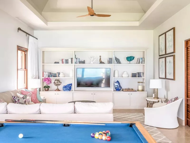 Indoor common space with pool on Airbnb