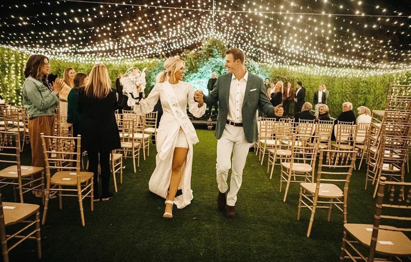 Tennis court transformation for Sadie Robertson's wedding