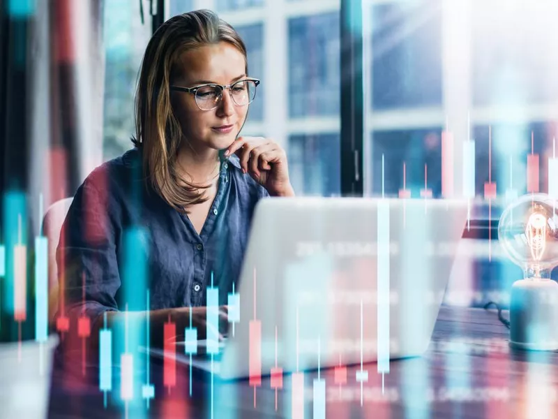 Businesswoman working at modern office