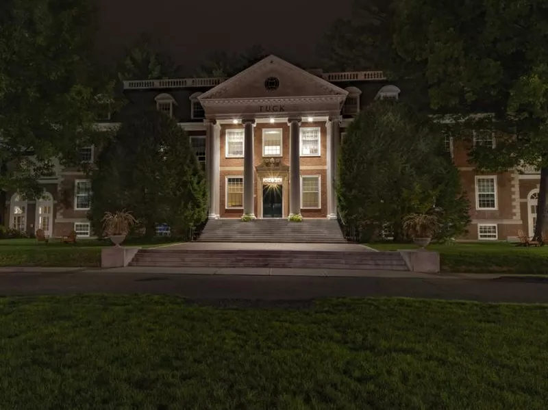 Tuck Business School at Night, Dartmouth College, New Hampshire