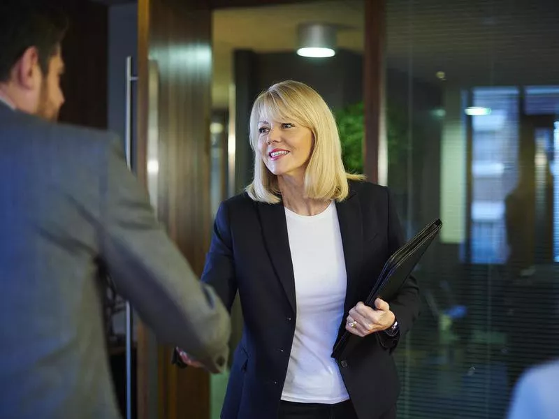 Woman going into job interview