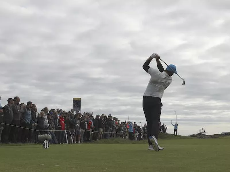 Brooks Koepka plays tee shot