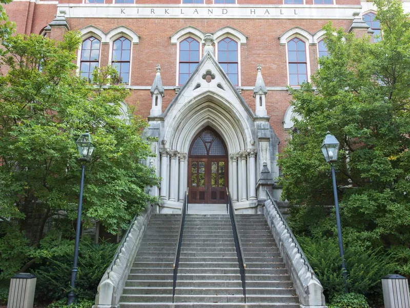 Stairs to the entrance of Kirkland Hall in the campus of Vanderbilt University