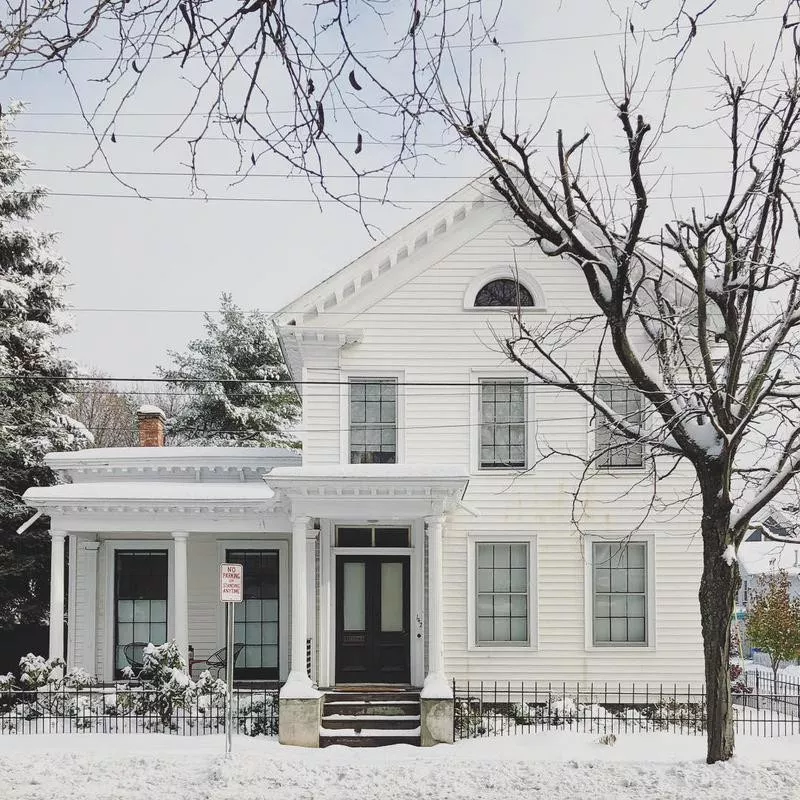 Neglected Greek Revival exterior