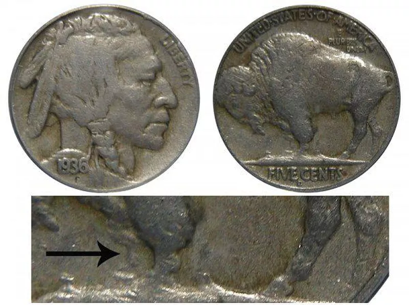 1936 D 3 and a Half Legs Buffalo Nickel