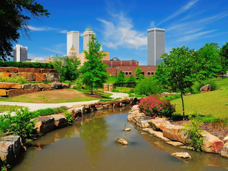 Tulsa skyline and park