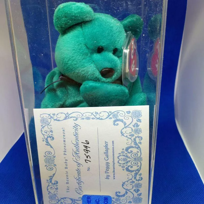 Teal New Faced Teddy Beanie Baby