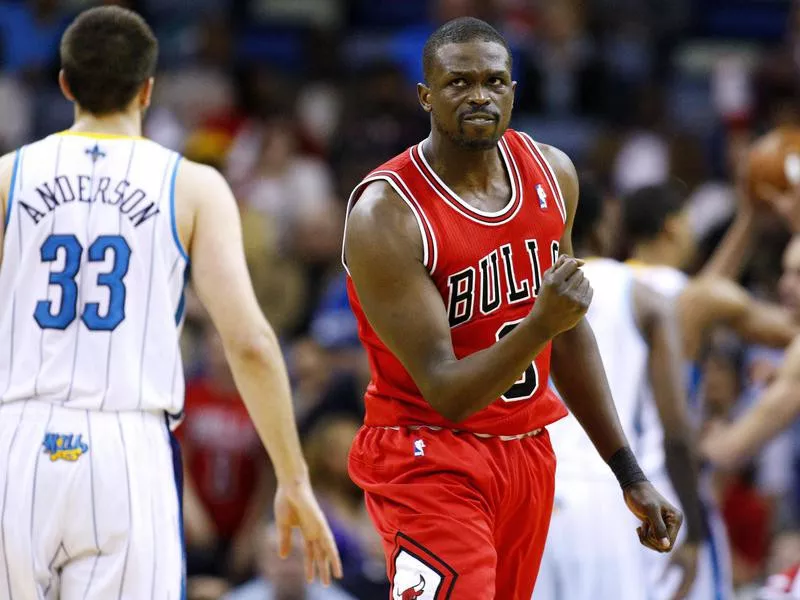 Chicago Bulls forward Luol Deng celebrates