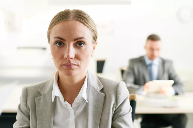 Woman staring at camera