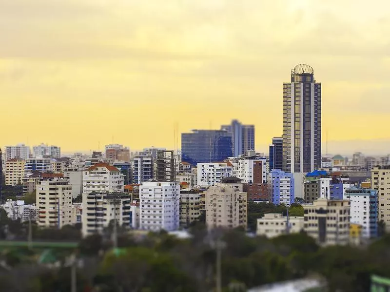 Sunset cityscape of Santo Domingo, Dominican Republic