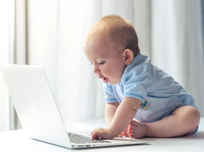 Baby at computer