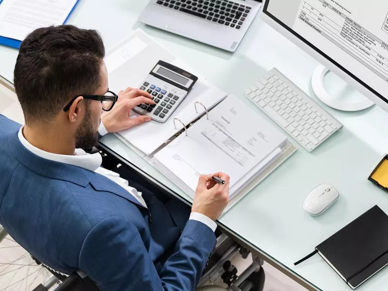 Accountant working at a desk