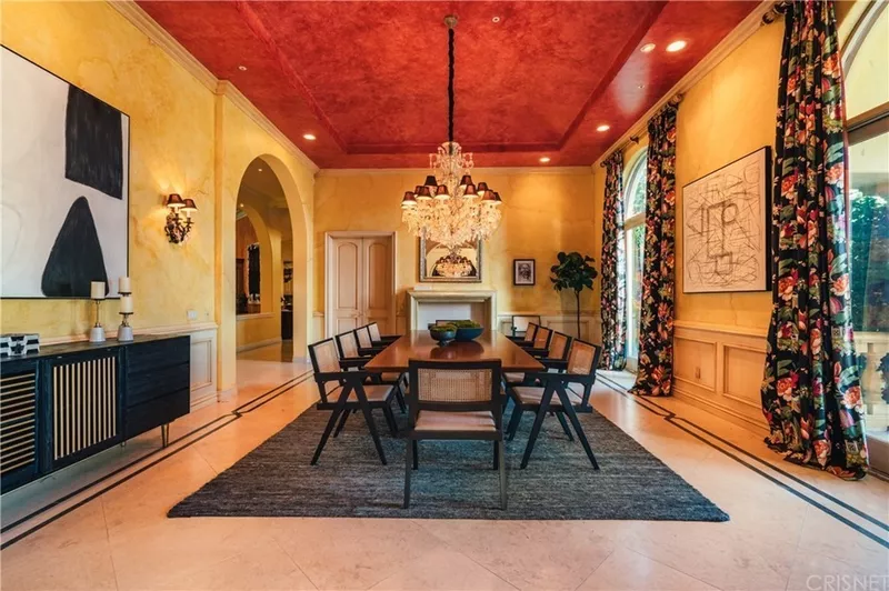 Dining room with chandelier