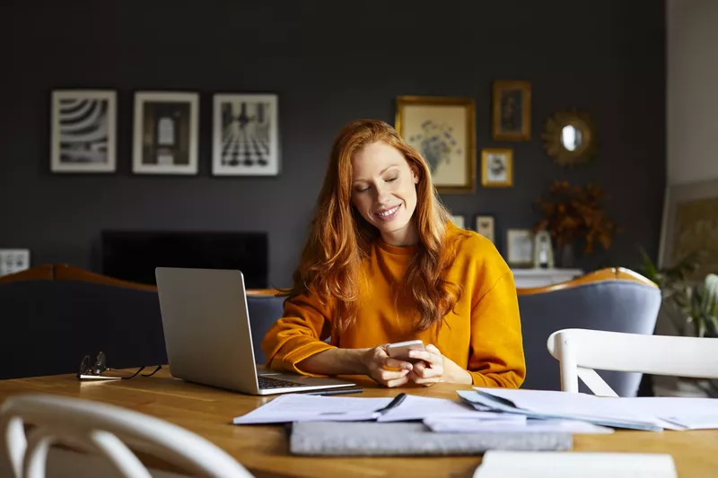 Woman bookkeeper working from home