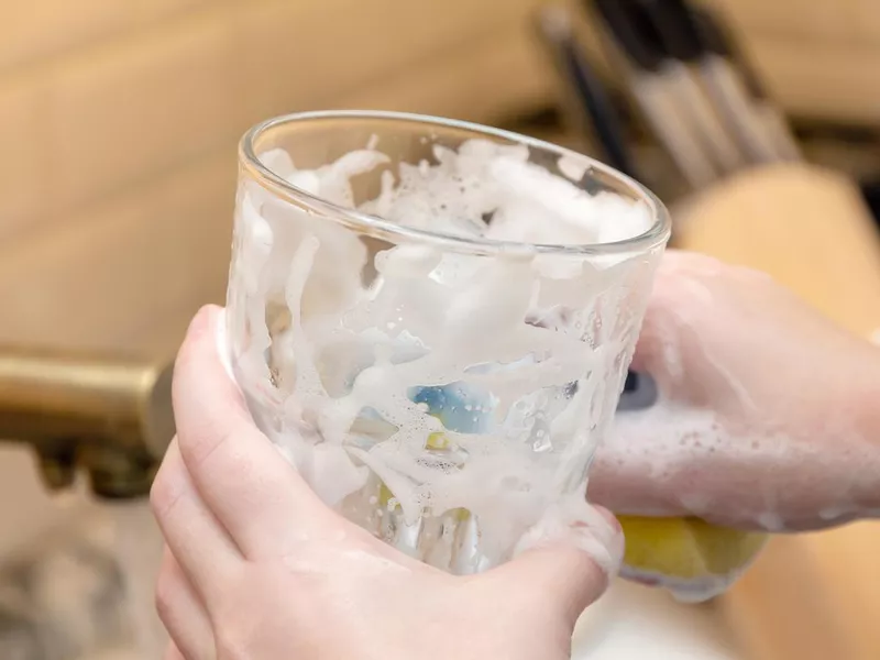 Soap glass in child's hands