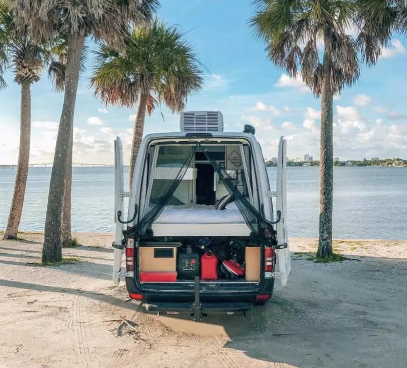 Van by the beach