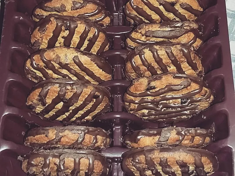 Striped Chocolate Chips and Pecan cookies