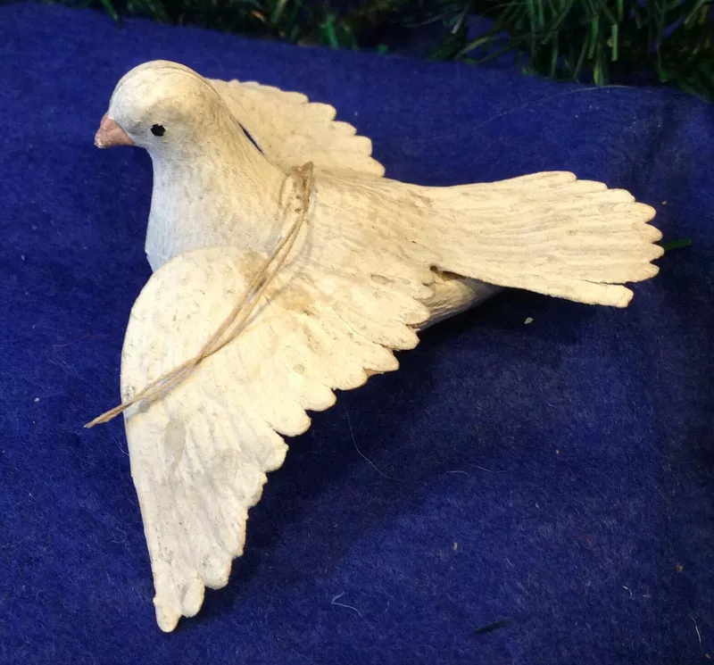 Antique German Dresden White Dove Christmas Ornament