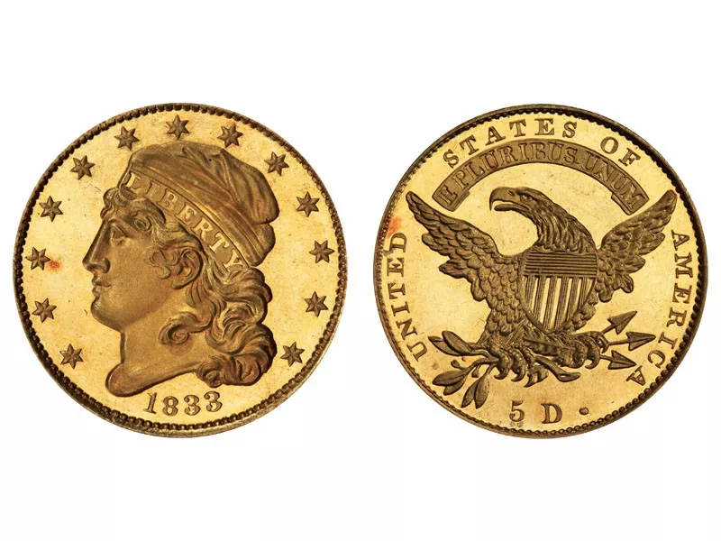 1833 Capped Head Left Half Eagle