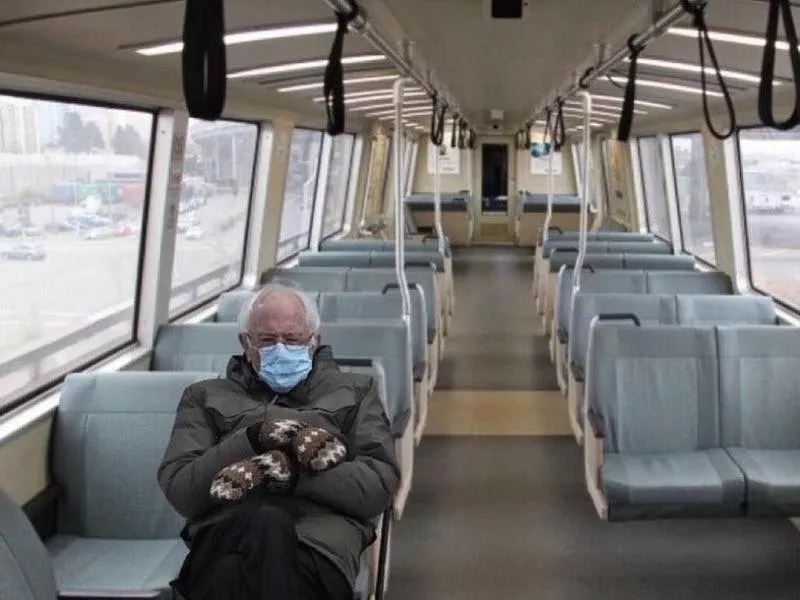 Bernie Sanders riding BART