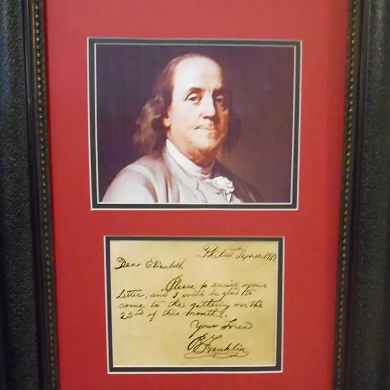 Benjamin Franklin original note for sale