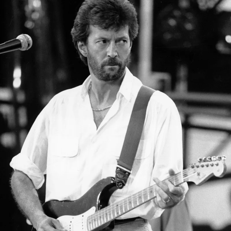 Eric Clapton at Live Aid concert in Philadelphia in 1985