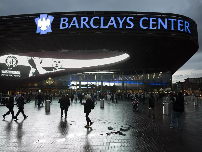 Spectators arriving at the Barclays Center