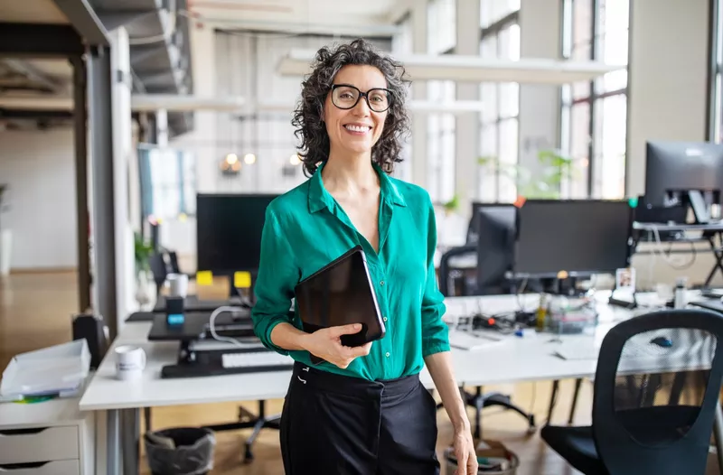 Woman with clipboard