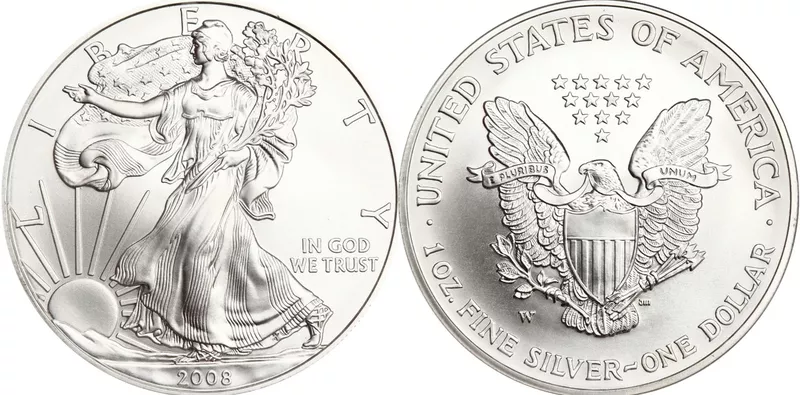 2008-W U.S. Reverse of 2007 Silver Eagle Dollar