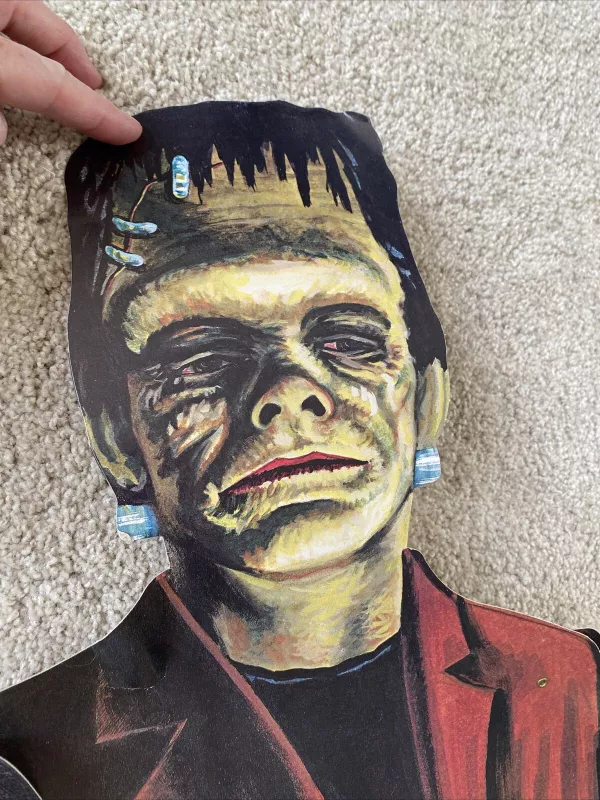 Vintage Frankenstein Cardboard Die-Cut Cutout Halloween Decoration, Hinged 55 Inch