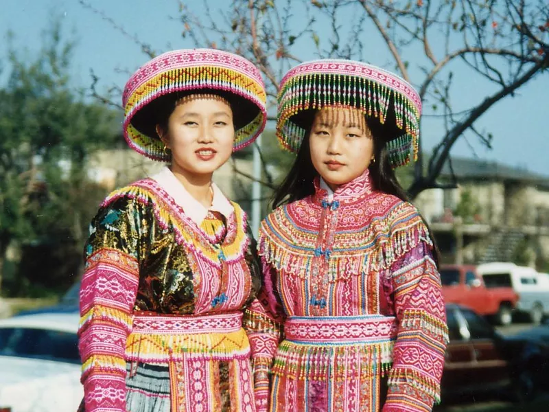 Annie Vang and friend in traditional Hmong clothes